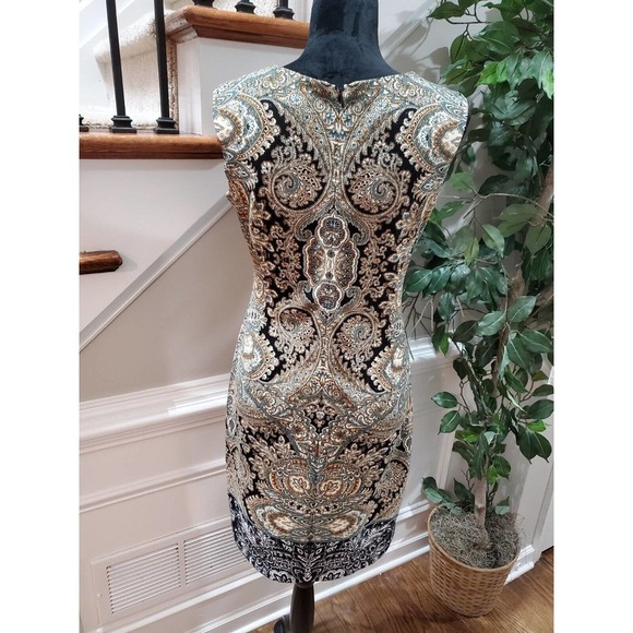 Studio 1 Women's Multicolor Polyester Round Neck Sleeveless Knee Length Dress 4 - Picture 7 of 11